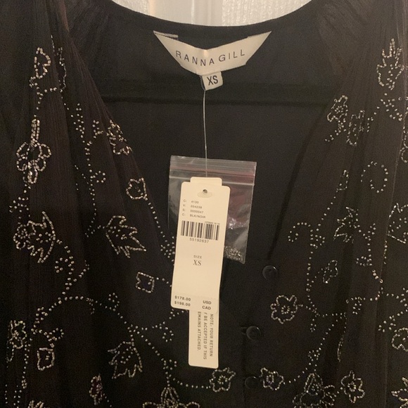 NWT-Anthropology-Ranna Gill size XS black dress with beads - Picture 3 of 6